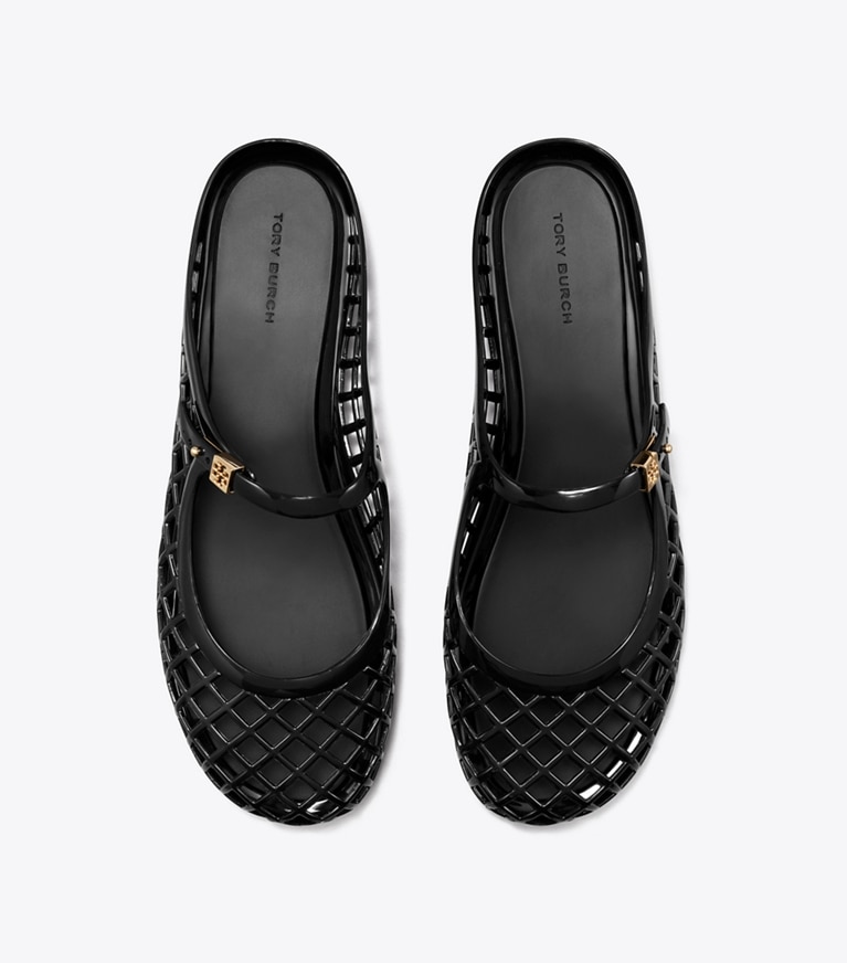 Tory Burch designer sandali Mary Jane Jelly Mellow in PERFECT BLACK / BLACK angle