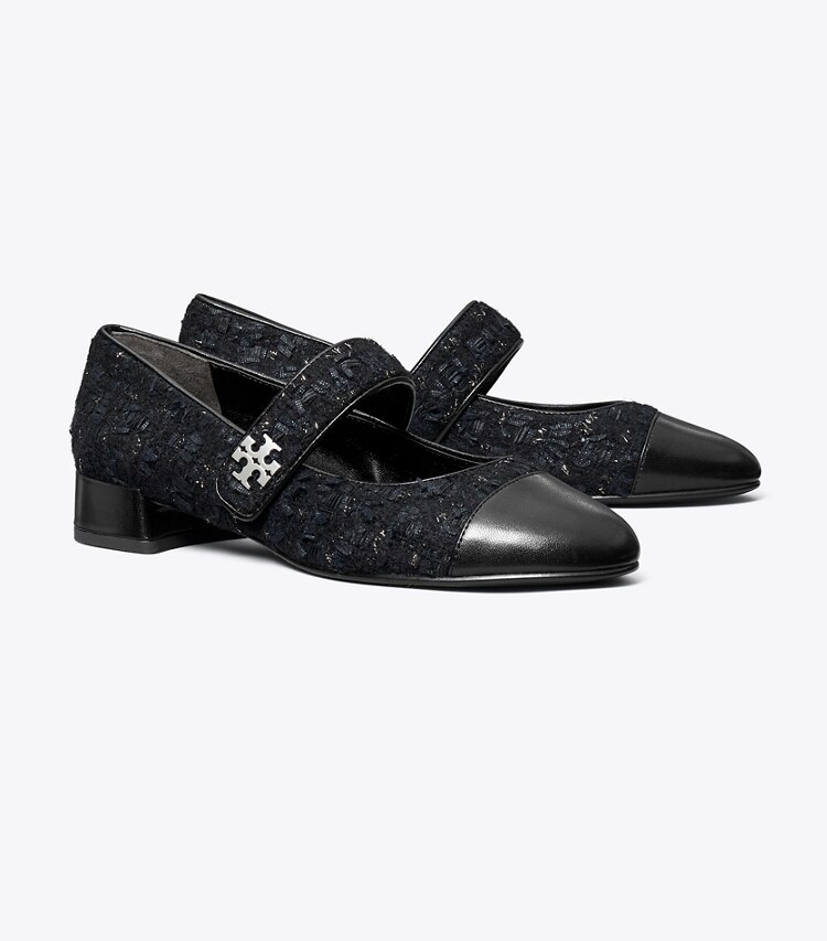 Tory Burch designer loafers Mary Jane mit Zehenkappe in MIDNIGHT NAVY / PERFECT BLACK angle