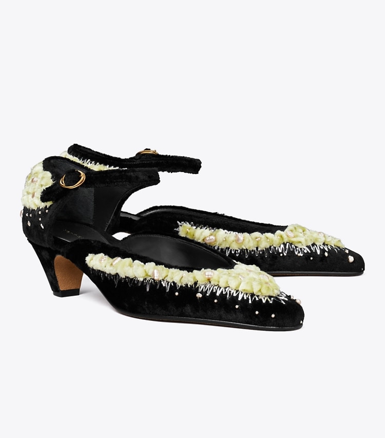 Tory Burch designer heels Mary Jane Pump in PERFECT BLACK angle