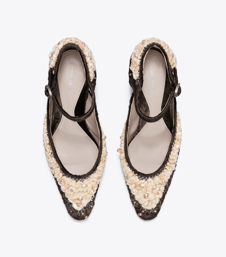 Tory Burch designer heels Mary Jane Pump in CACAO overhead