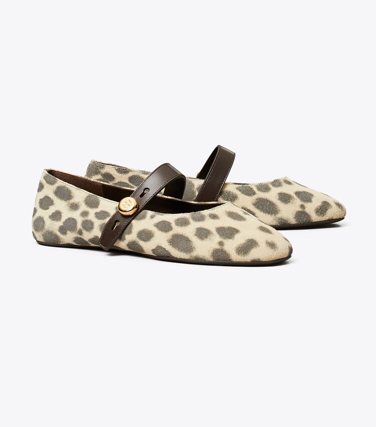 Tory Burch diseñador zapatos planos Mary Jane Romy en CHEETAH SPOTS ángulo