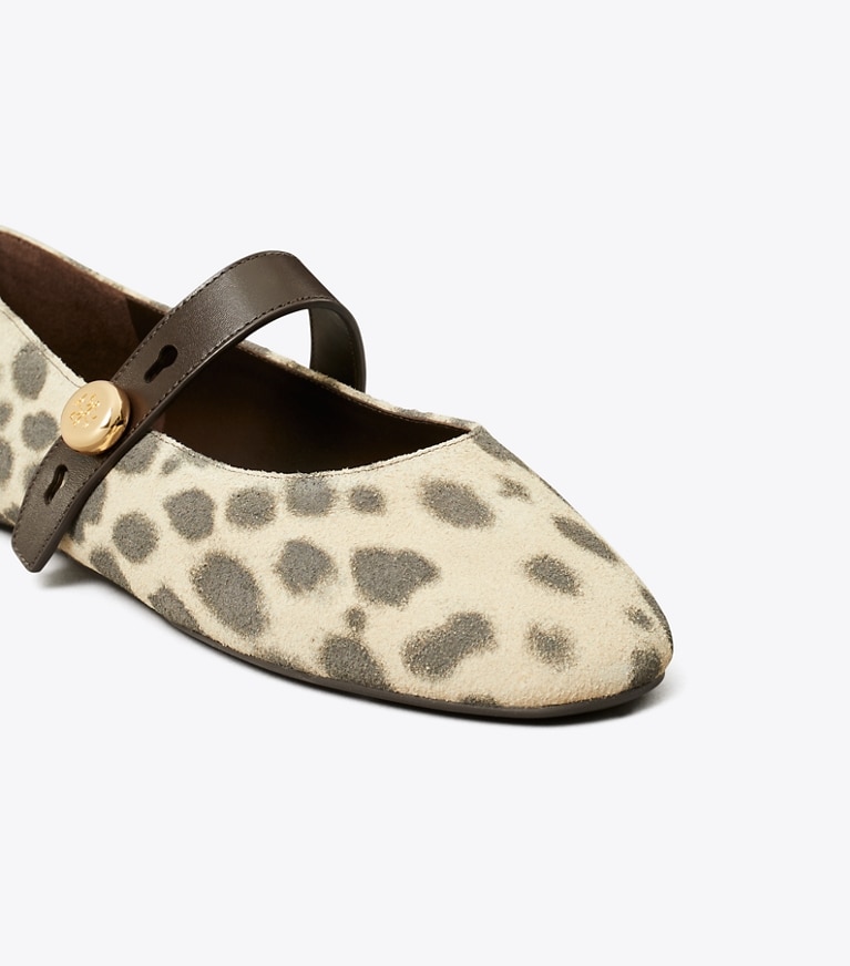 Tory Burch diseñador zapatos planos Mary Jane Romy en CHEETAH SPOTS detalle