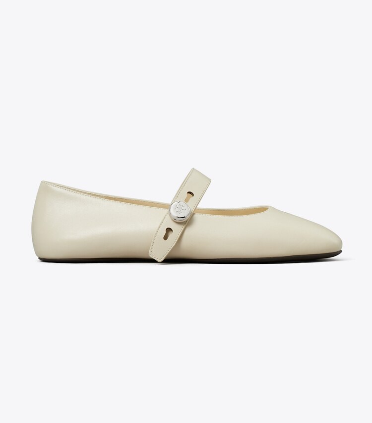 Tory Burch diseñador zapatos planos Mary Jane Romy en LIGHT CREAM lateral
