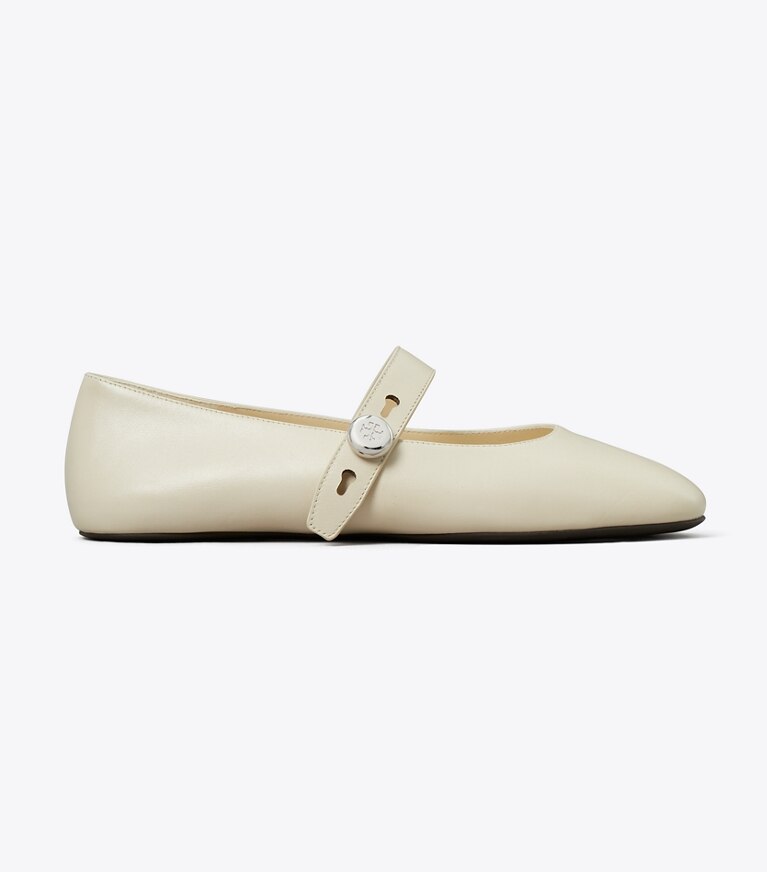 Tory Burch diseñador zapatos planos Mary Jane Romy en LIGHT CREAM lateral