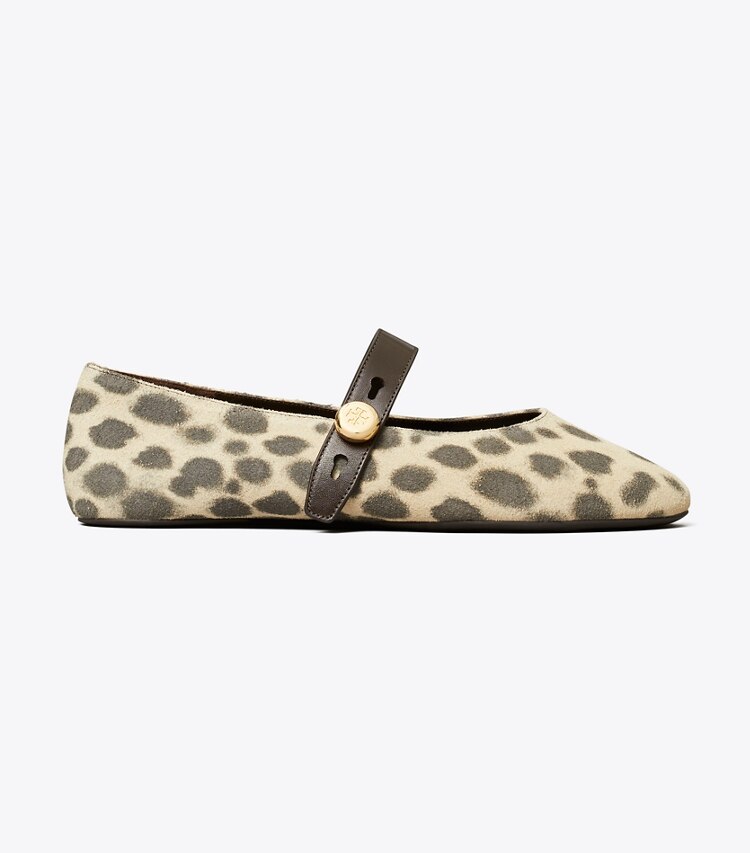 Tory Burch diseñador zapatos planos Mary Jane Romy en CHEETAH SPOTS lateral