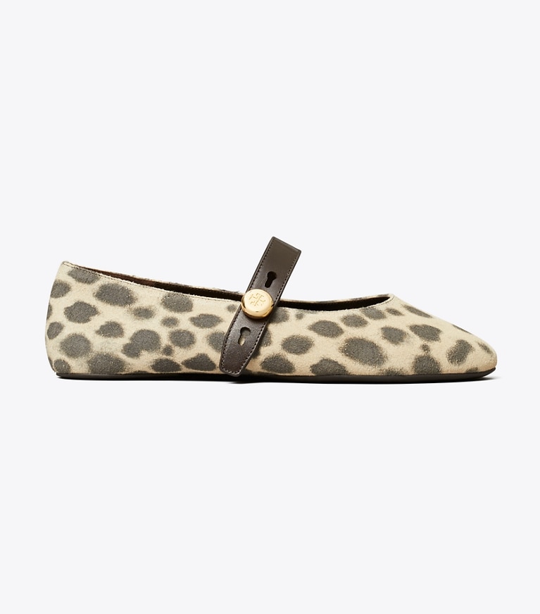 Tory Burch diseñador zapatos planos Mary Jane Romy en CHEETAH SPOTS lateral