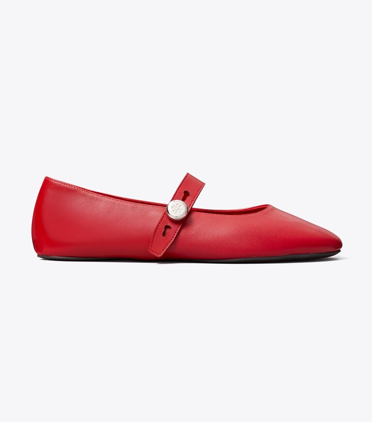 Tory Burch diseñador zapatos planos Mary Jane Romy en TOUCAN RED lateral