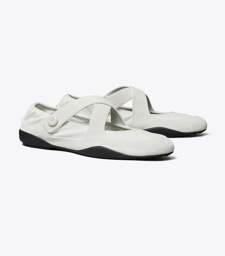 Tory Burch diseñador zapatillas Mary Jane Romy Sport en WHITE ángulo