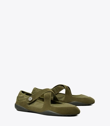 Tory Burch diseñador zapatillas Mary Jane Romy Sport en DARK IVY / DARK IVY ángulo