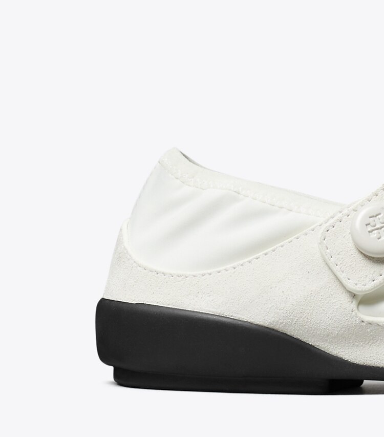 Tory Burch diseñador zapatillas Mary Jane Romy Sport en WHITE detalle