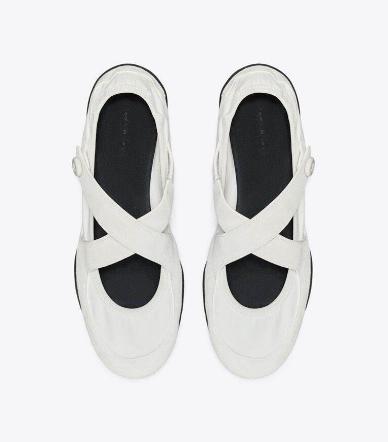 Tory Burch diseñador zapatillas Mary Jane Romy Sport en WHITE vista superior