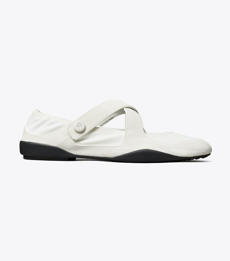Tory Burch diseñador zapatillas Mary Jane Romy Sport en WHITE lateral