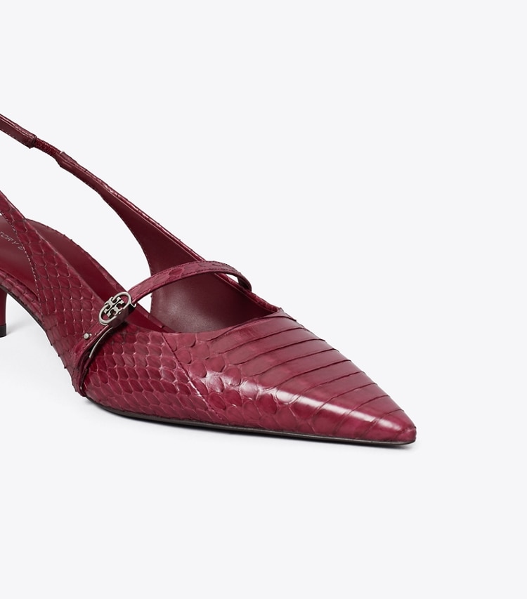 Tory Burch designer heels Mary Jane Slingback mit Doppel-T und Schnalle in DARK RASPBERRY detail