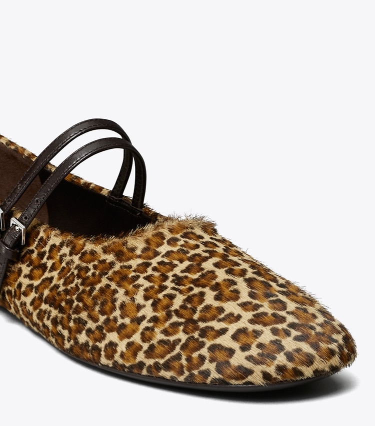 Tory Burch designer flats Mary Jane Two-Band Ballet in LEOPARD MULTI detail