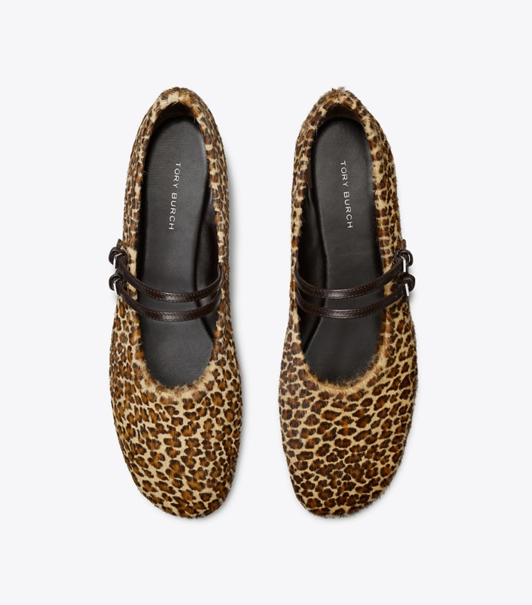 Tory Burch designer flats Mary Jane Two-Band Ballet in LEOPARD MULTI angle