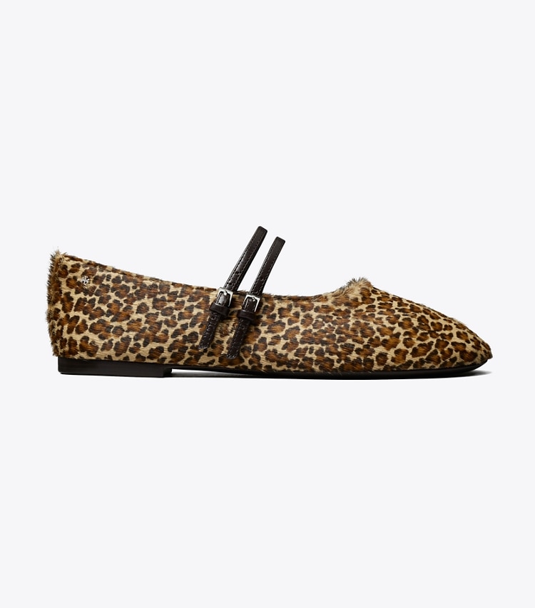 Tory Burch designer flats Mary Jane Two-Band Ballet in LEOPARD MULTI side