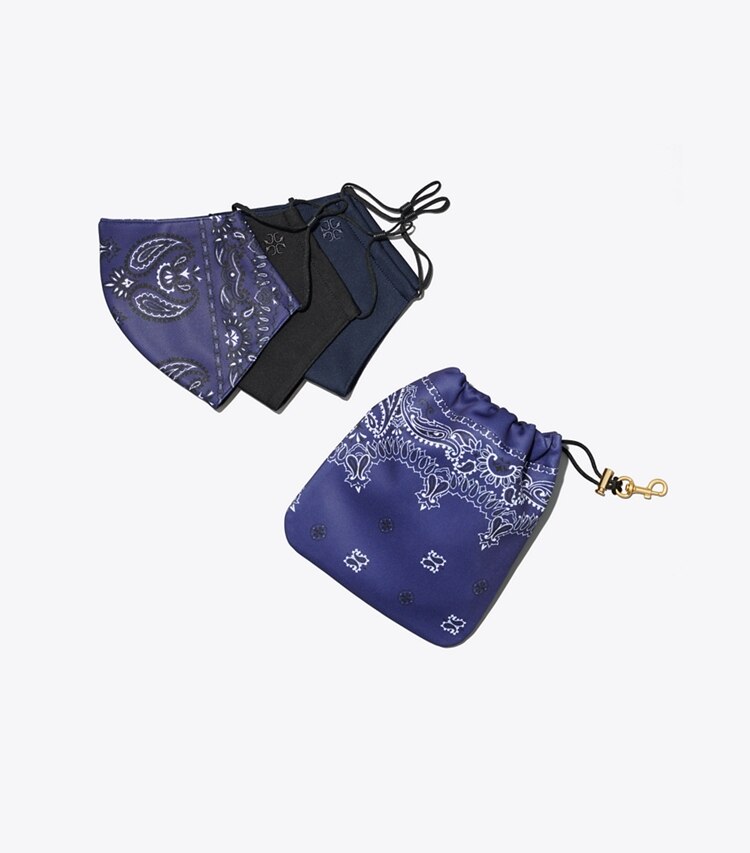 Tory Burch designer Mascherine stampate grandi, set da 3 con custodia compresa in SEASONAL PRINT angle