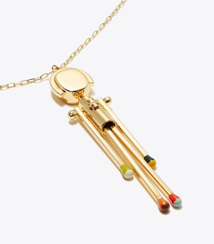 Tory Burch designer necklaces Matchstick Person Pendant in Tory Gold additional