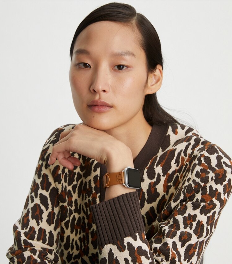 Tory Burch designer watches tory track smart watches McGraw Band for Apple Watch®, Leather in Black accessory on model