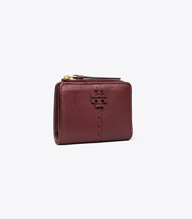 Tory Burch designer wallets McGraw Bi-Fold Wallet in Muscadine angle