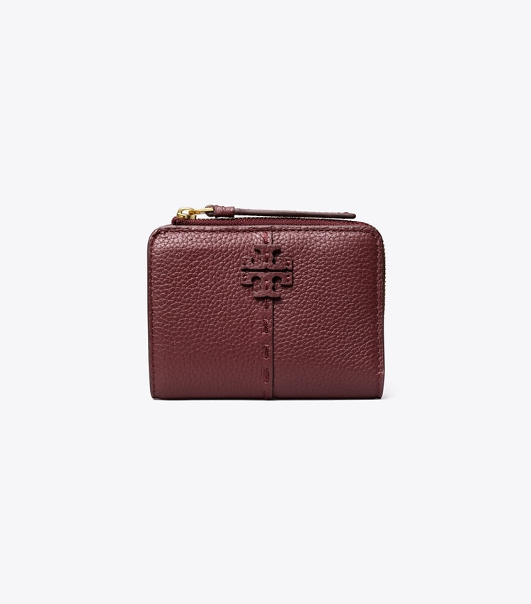Tory Burch designer wallets McGraw Bi-Fold Wallet in Muscadine front