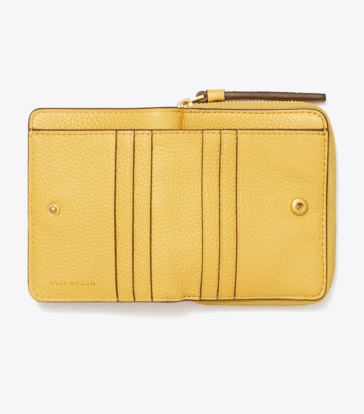 Tory Burch designer wallets McGraw Bi-Fold Wallet in BEESWAX overhead
