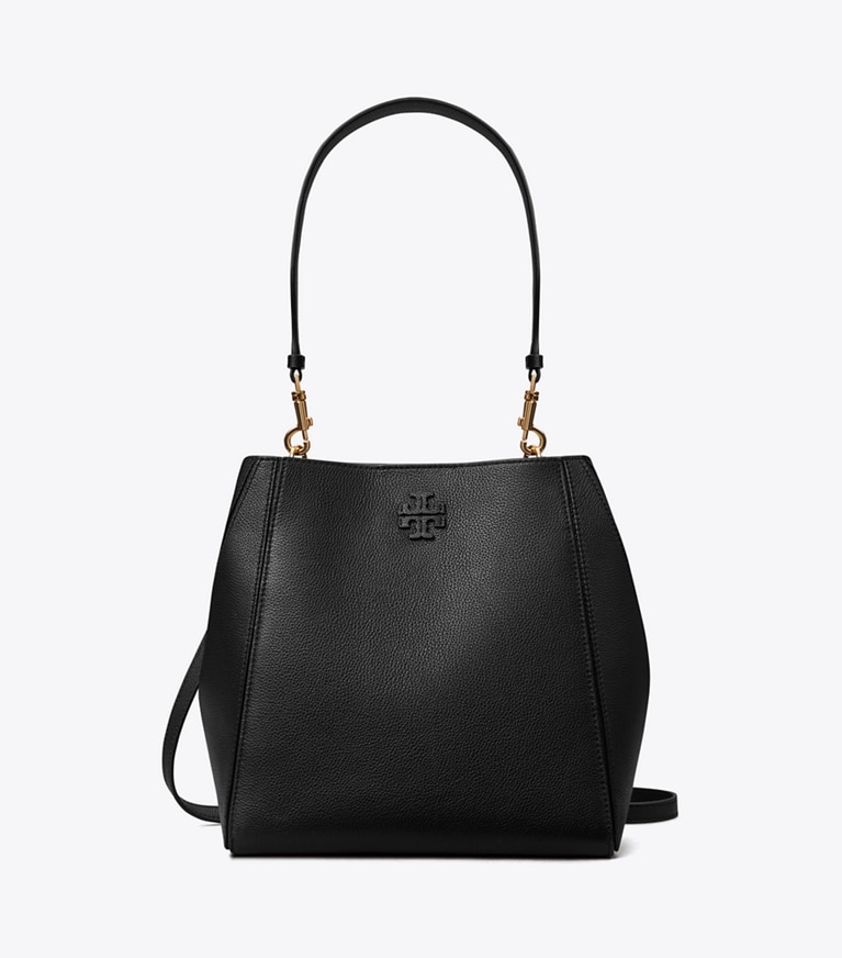 Tory Burch designer hobo bags McGraw Bucket Bag in Black angle