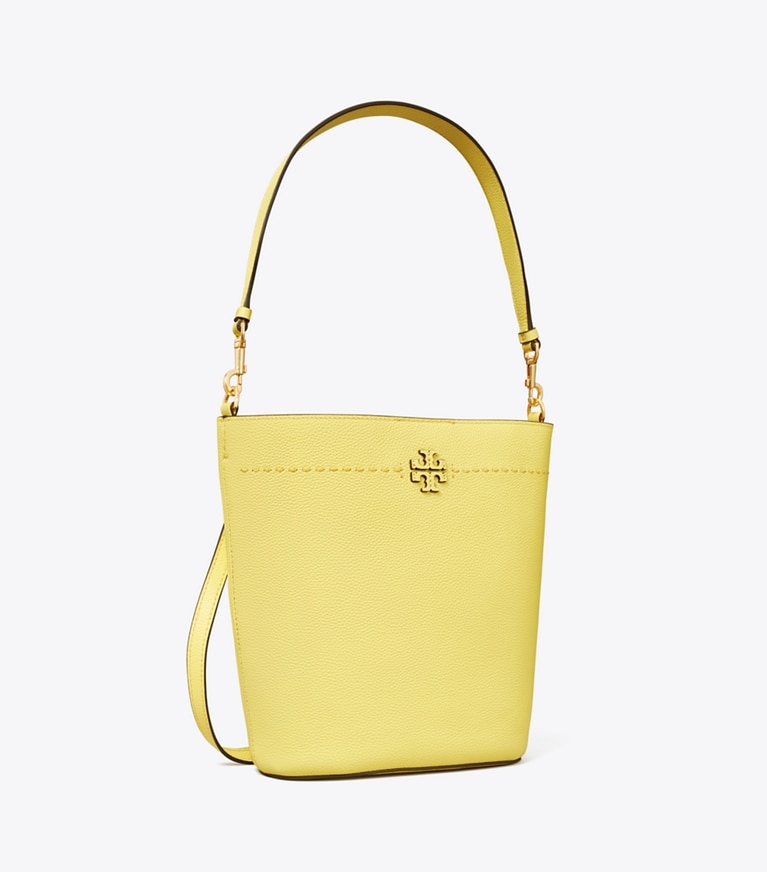 Tory Burch designer hobo bags McGraw Bucket Bag in VINTAGE YELLOW angle