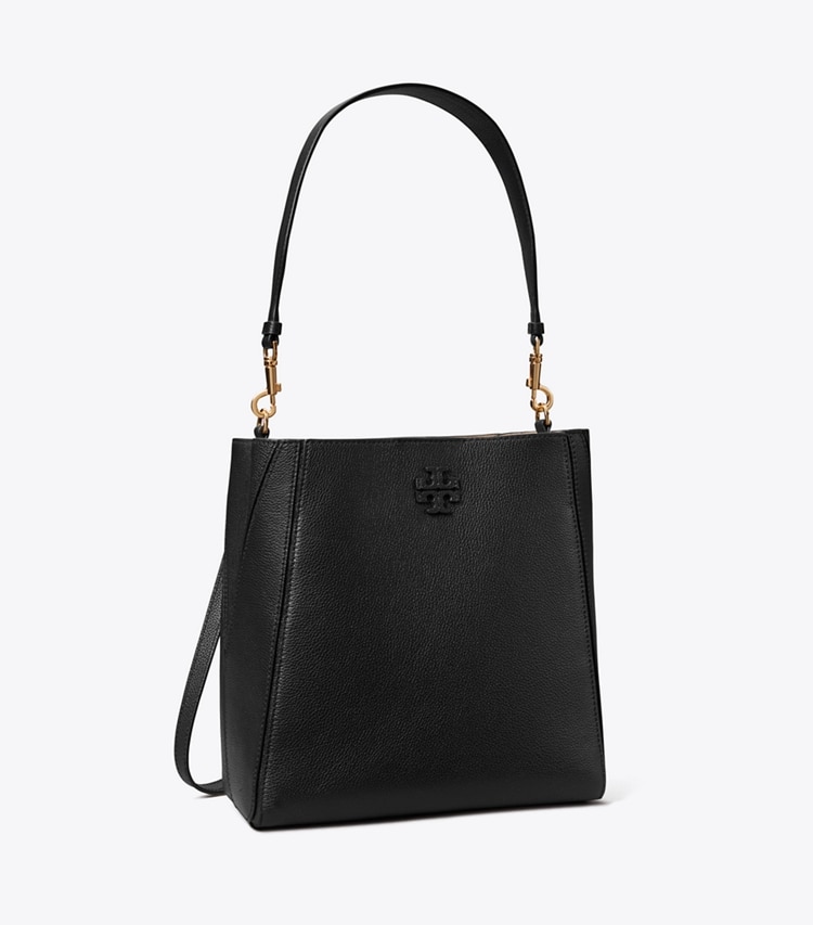 Tory Burch designer hobo bags McGraw Bucket Bag in Black angle
