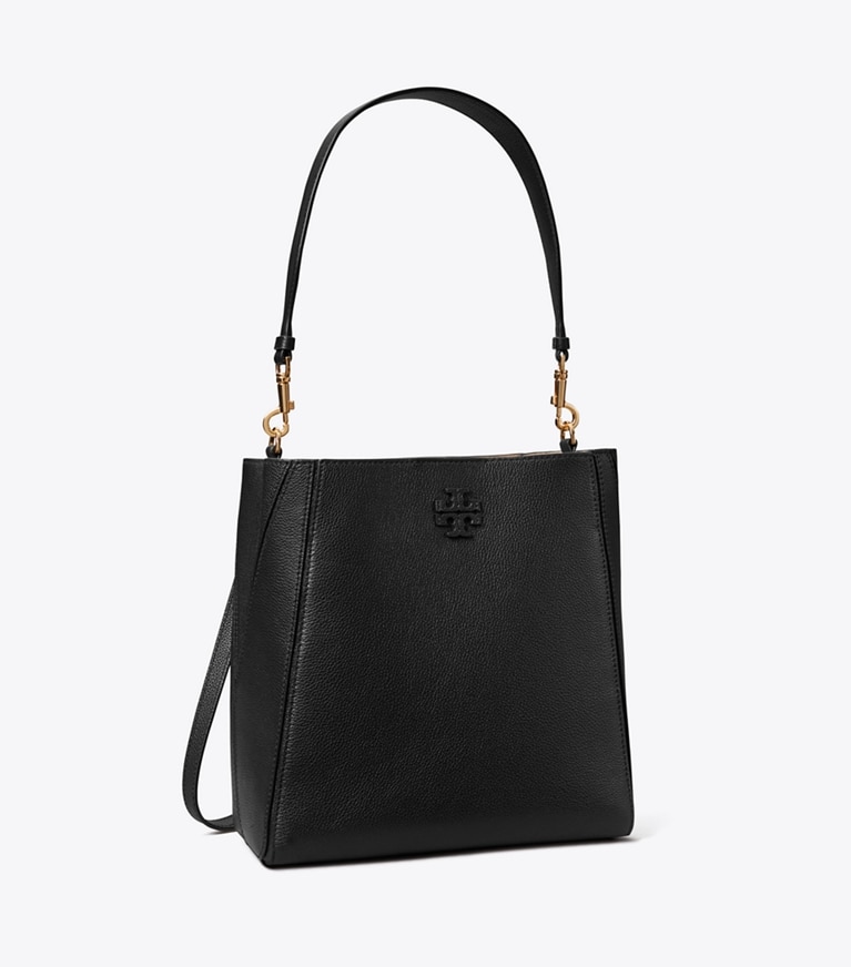 Tory Burch designer hobo bags McGraw Bucket Bag in Black angle