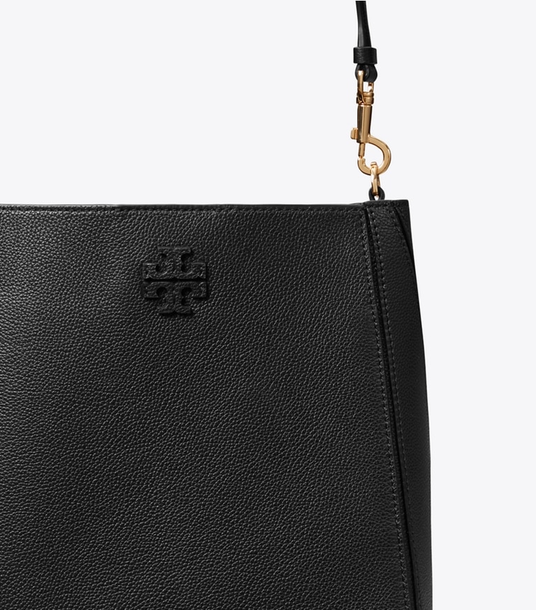 Tory Burch designer hobo bags McGraw Bucket Bag in Black angle