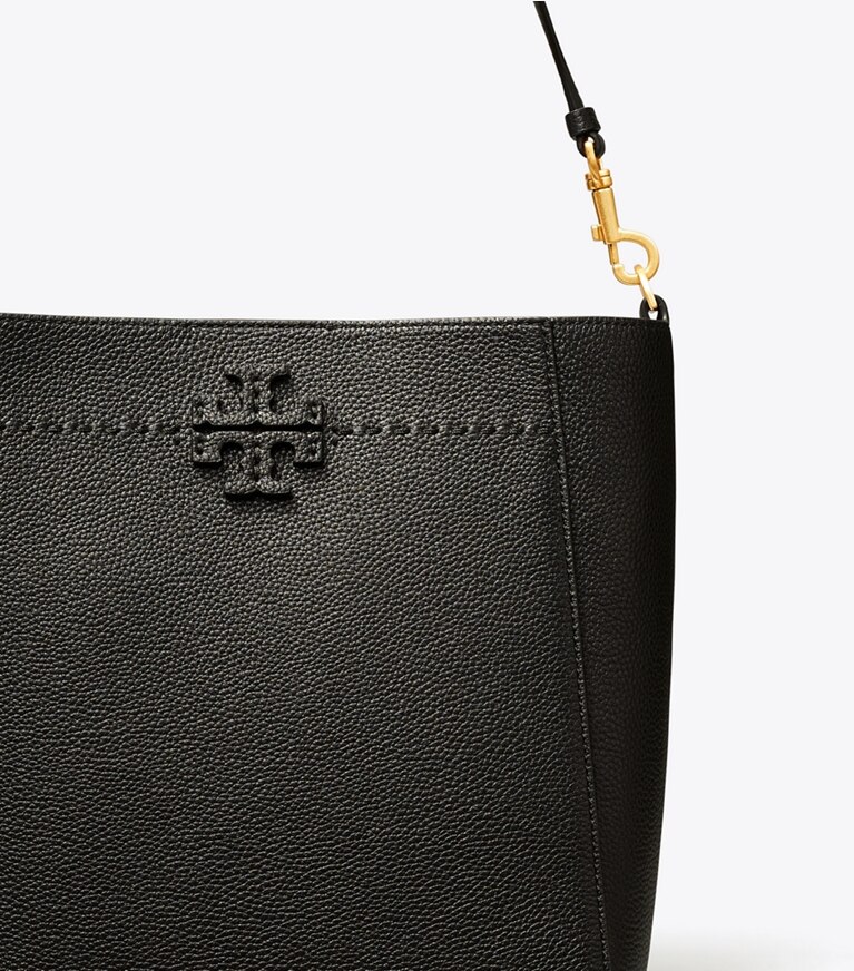 Tory Burch designer hobo bags McGraw Bucket Bag in Black angle
