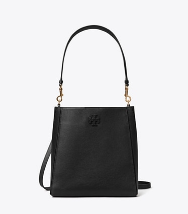 Tory Burch designer hobo bags McGraw Bucket Bag in Black front