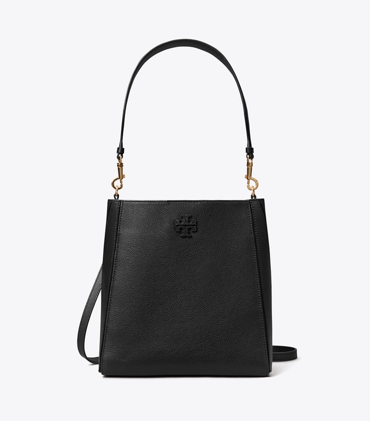 Tory Burch designer hobo bags McGraw Bucket Bag in Black front