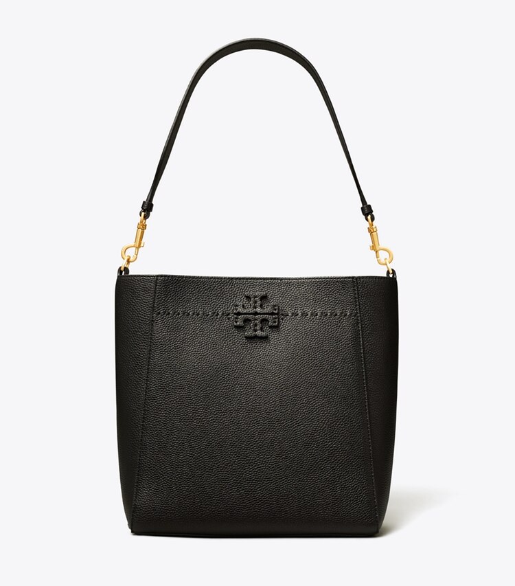 Tory Burch designer hobo bags McGraw Bucket Bag in Black front