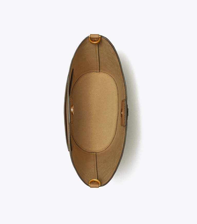 Tory Burch designer hobo bags McGraw Bucket Bag in Tiramisu angle
