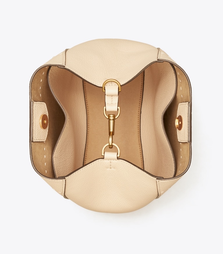 Tory Burch designer hobo bags McGraw Bucket Bag in BRIE angle