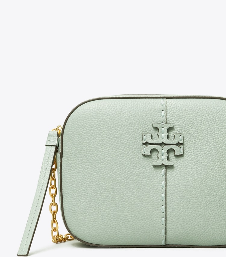 Tory Burch designer crossbody bags McGraw Camera Bag in Blue Celadon detail