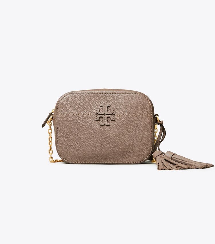 Tory Burch designer crossbody bags McGraw Camera Bag in Silver Maple front