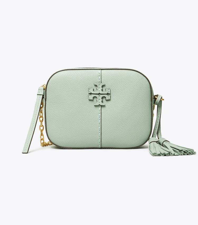 Tory Burch designer crossbody bags McGraw Camera Bag in Blue Celadon front