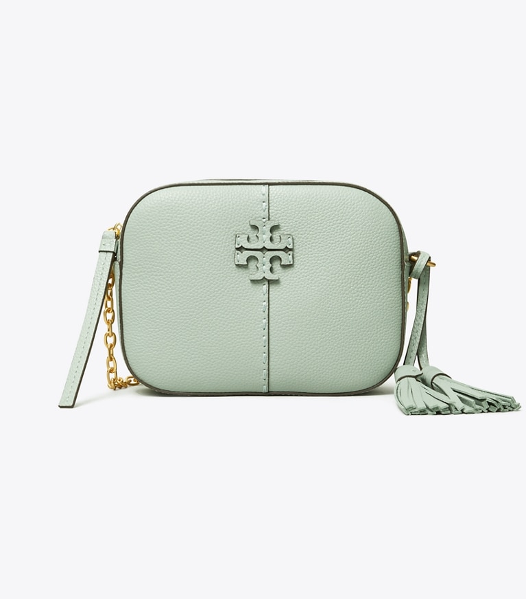 Tory Burch designer crossbody bags McGraw Camera Bag in Blue Celadon angle
