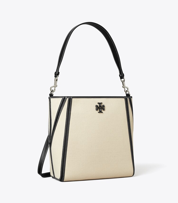 Tory Burch designer hobo bags McGraw Canvas Bucket Bag in Natural Multi angle