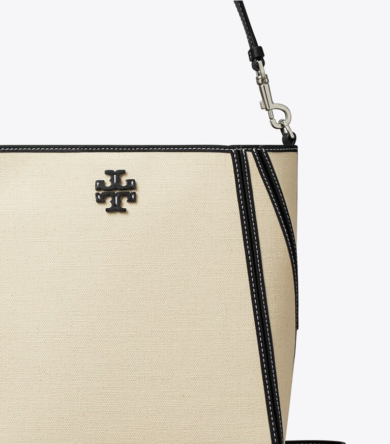 Tory Burch designer hobo bags McGraw Canvas Bucket Bag in Natural Multi angle