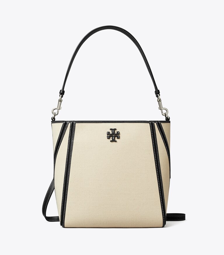 Tory Burch designer hobo bags McGraw Canvas Bucket Bag in Natural Multi angle