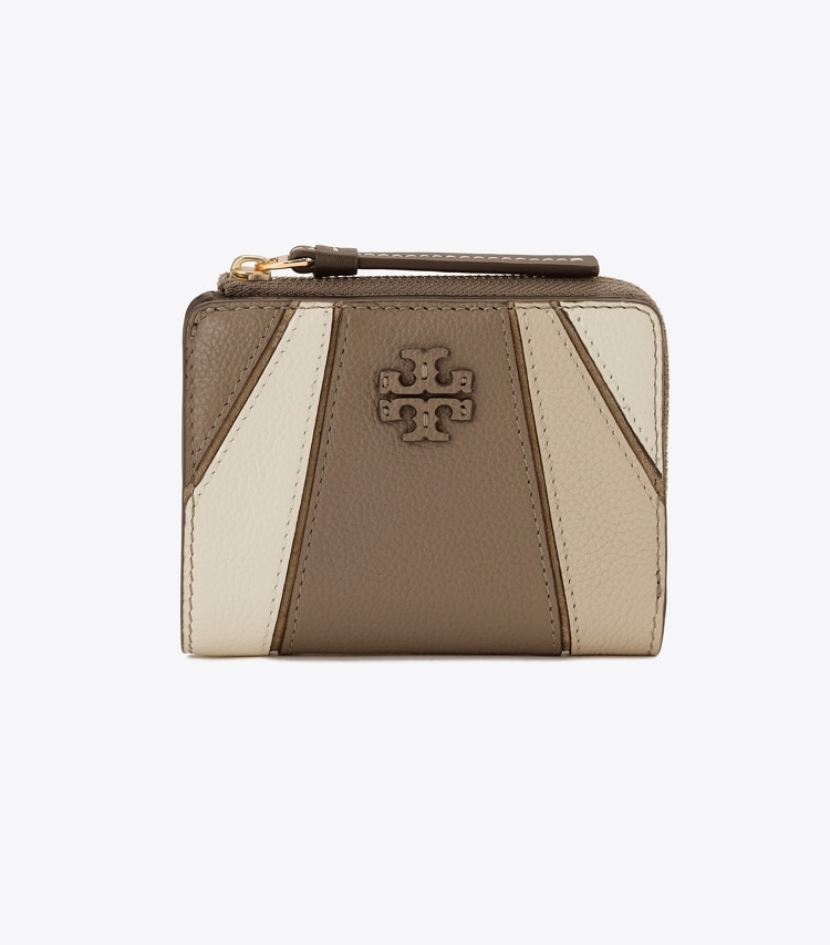 Tory Burch designer 財布 マックグロー カラーブロック バイフォールド ウォレット in Wild Mushroom Multi front