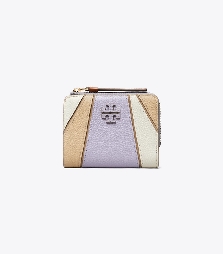 Tory Burch designer 財布 マックグロー カラーブロック バイフォールド ウォレット in Lilac Multi front