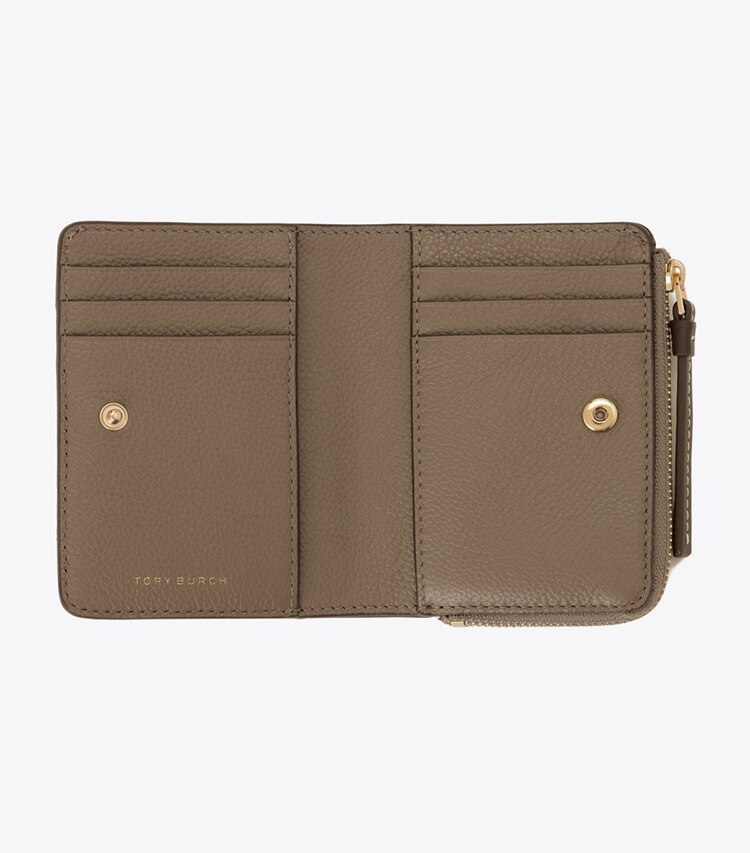 Tory Burch designer 財布 マックグロー カラーブロック バイフォールド ウォレット in Wild Mushroom Multi オーバーヘッド