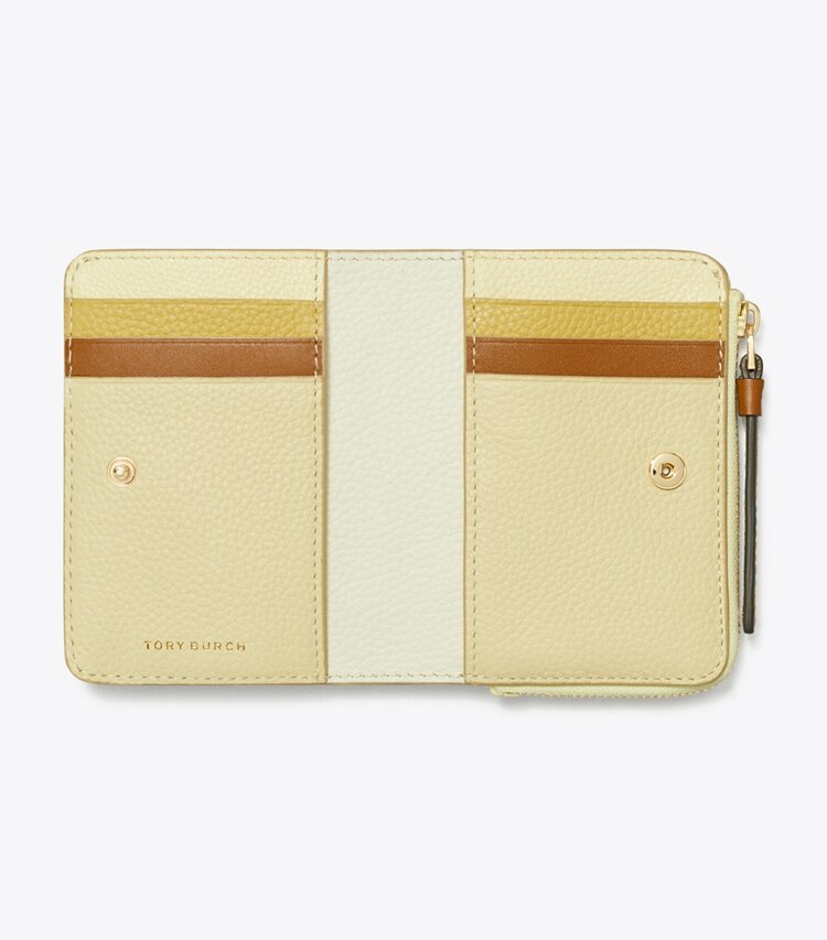 Tory Burch designer 財布 マックグロー カラーブロック バイフォールド ウォレット in LEMON SWIRL MULTI オーバーヘッド