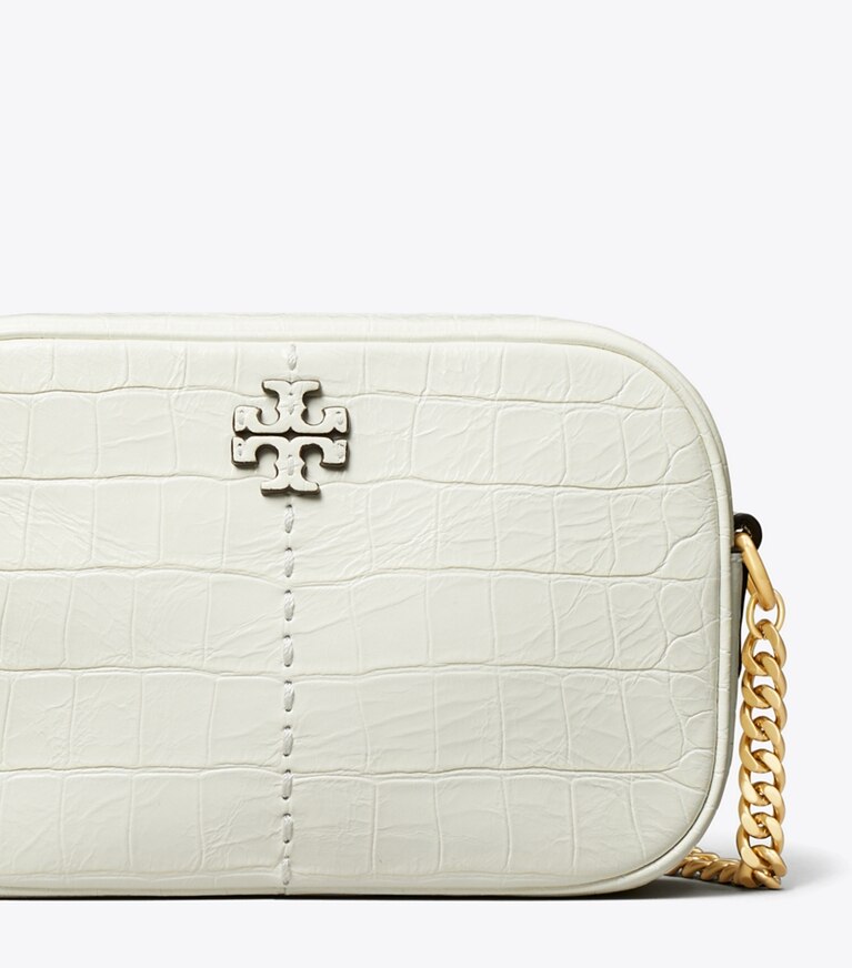 Tory Burch designer crossbody bags McGraw Croc Embossed Camera Bag in Optic White angle