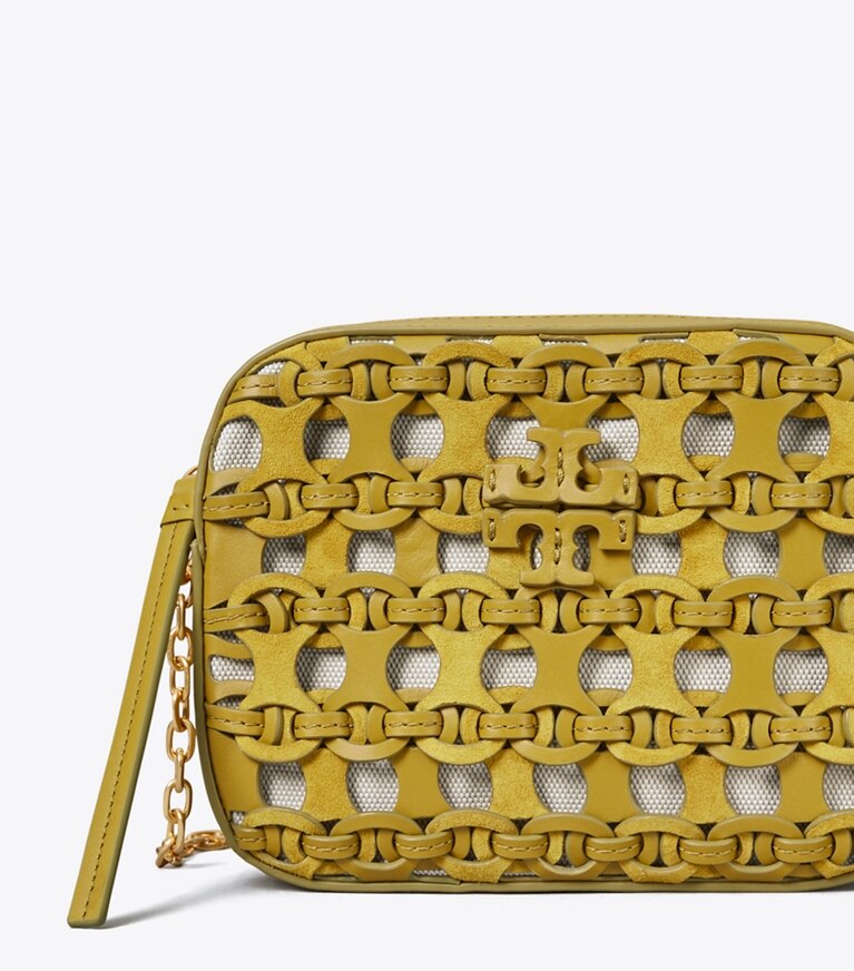 Tory Burch designer crossbody bags McGraw Die-Cut Camera Bag in ISLAND PALM angle